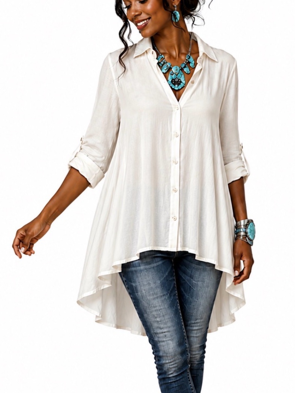 Creamy white hi/low tunic